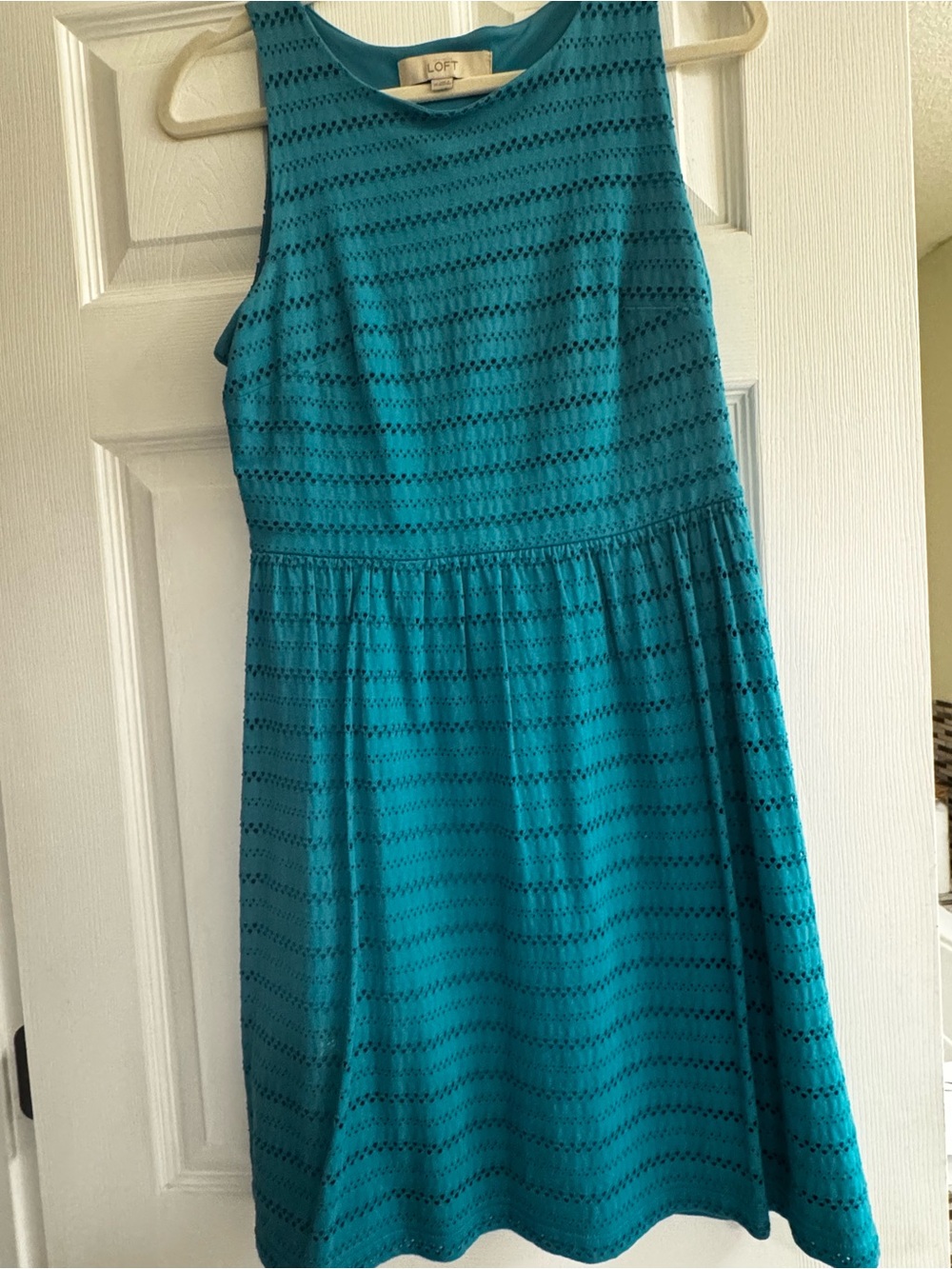 LOFT Teal Knit Lace-Style Sleeveless Dress